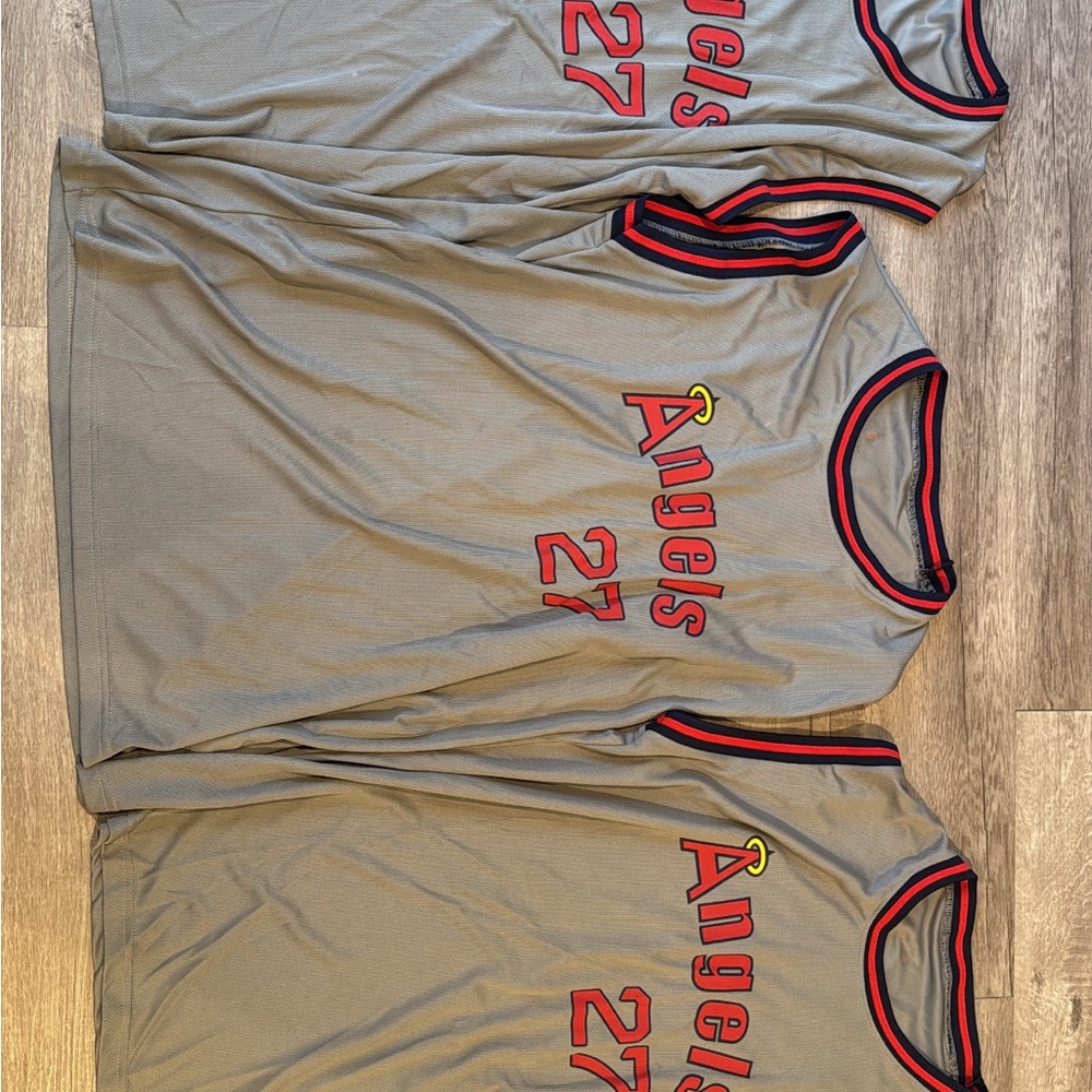 Set of 3 Adult LargeAngels Gray and Red Sleeveless Jerseys